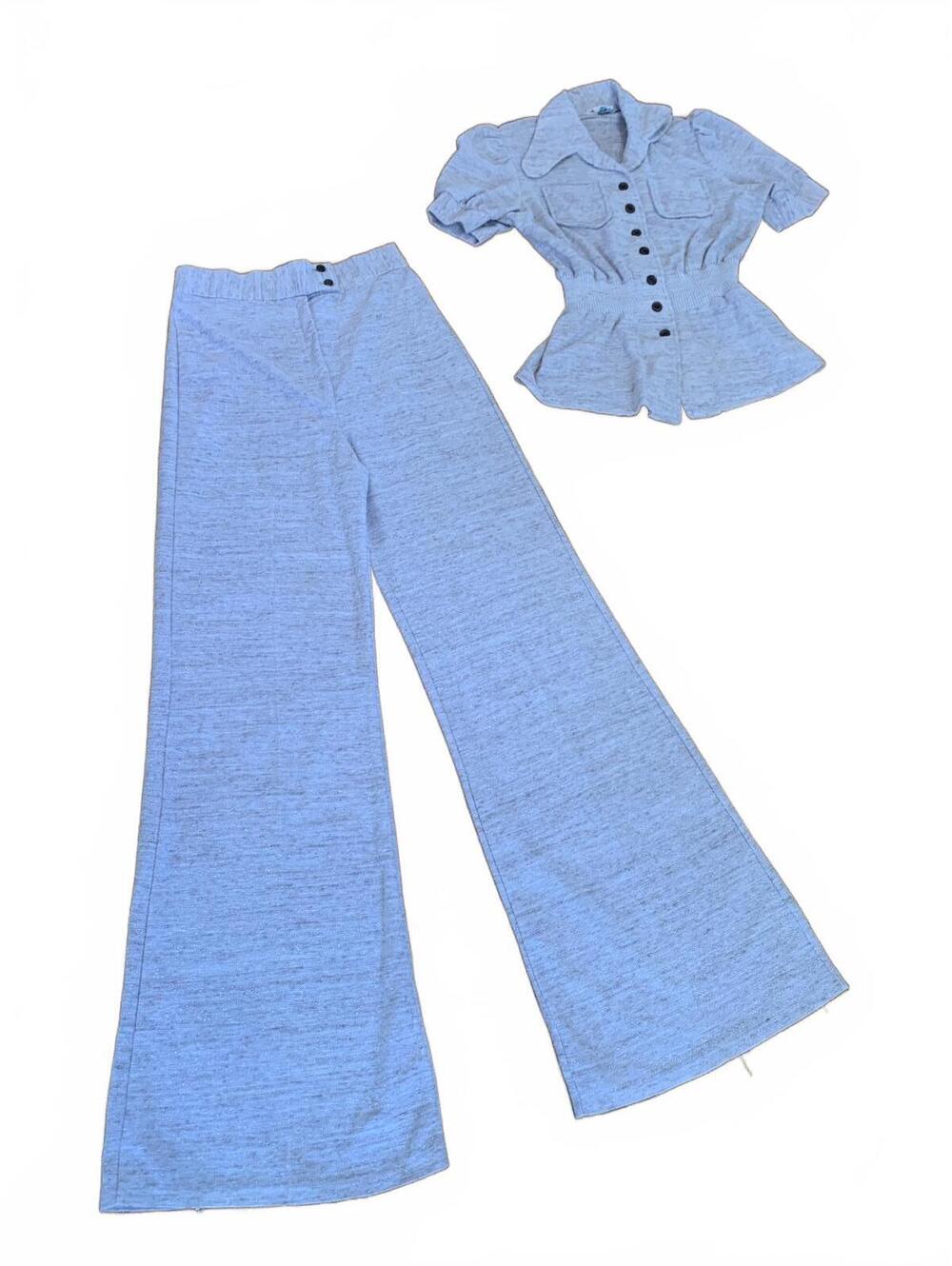 Vintage College Town Two-Piece Knit Top and Pants Set